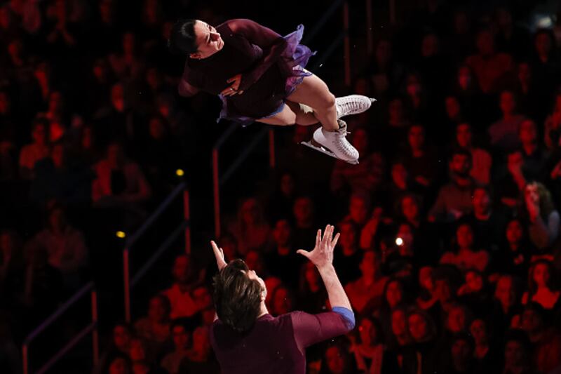 Ice skaters performing