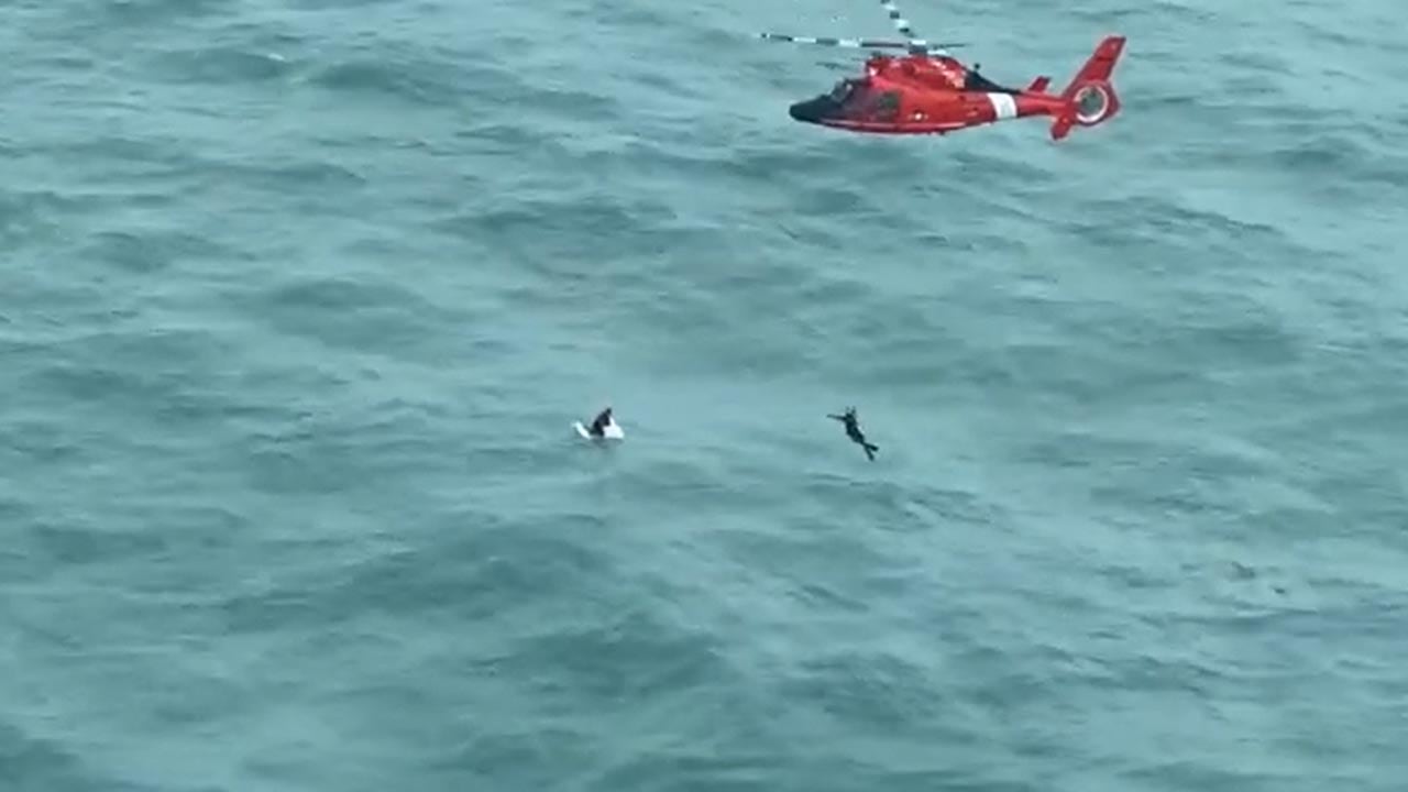 Man rescued floating on a cooler